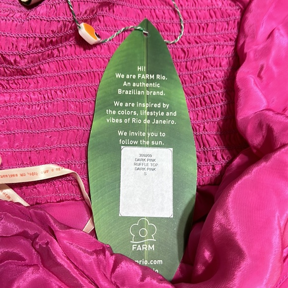 NTW FARM RIO RUFFLE TOP DARK PINK - Picture 5 of 5